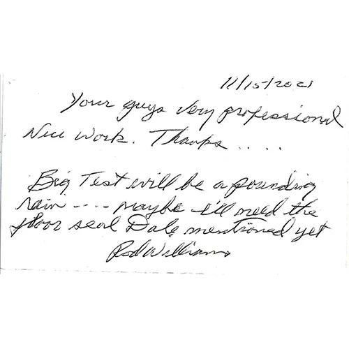 Handwritten customer thank-you note 3