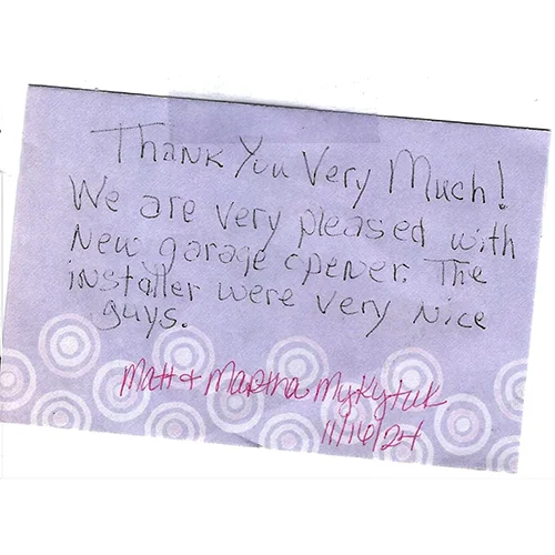 Handwritten customer thank-you note 9